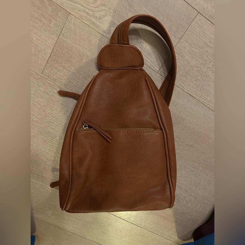 Brown Vegan Leather Backpack